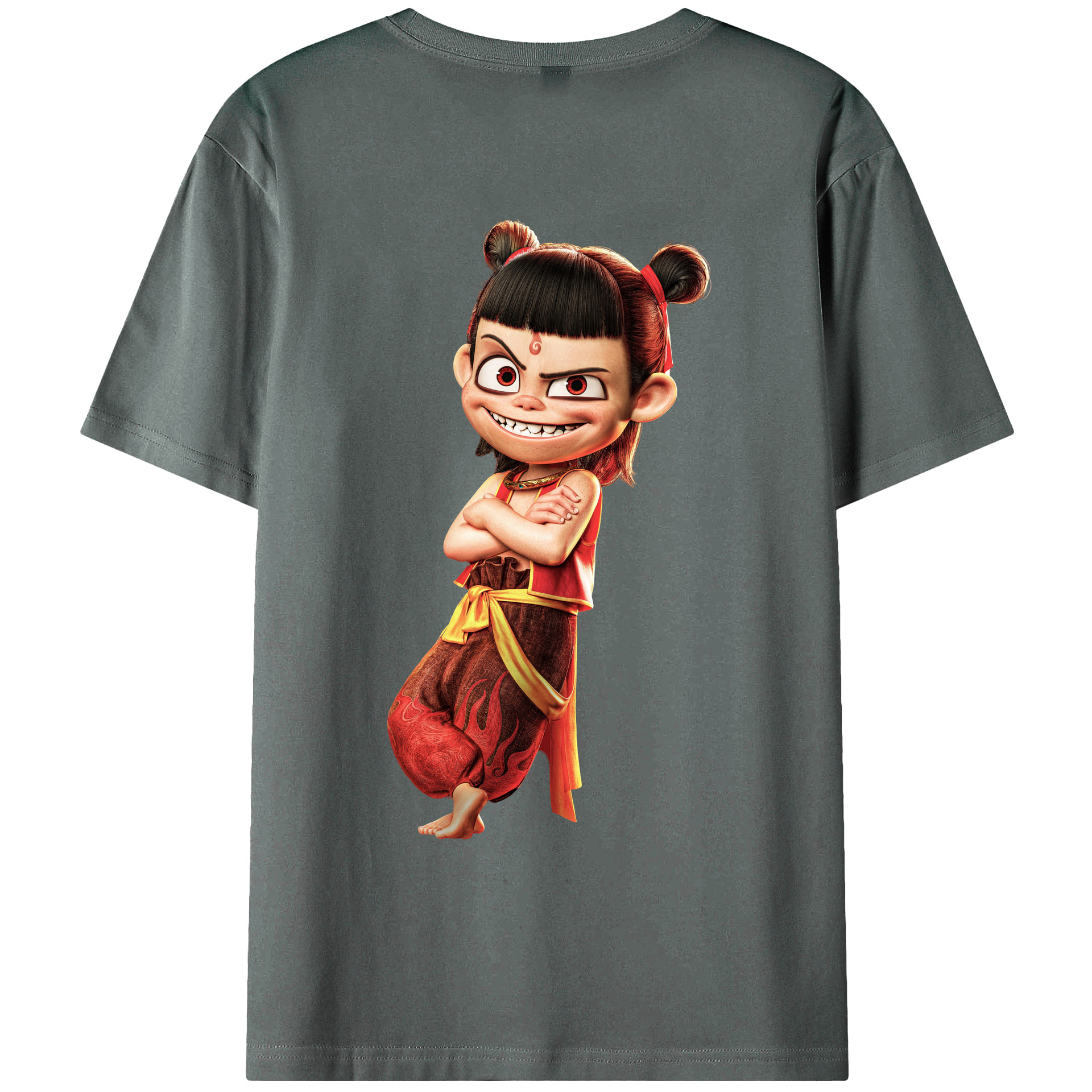 （画像用） Ne Zha 2 ナタ 魔童の大暴れ 綿100％ メンズ半袖Tシャツ（バックプリント） 通気性